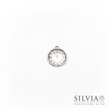 Charm a forma di orologio argento antico in zama 20x17 mm