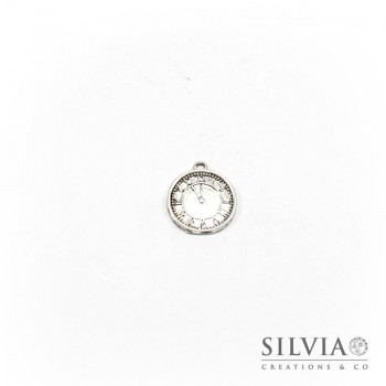 Charm a forma di orologio argento antico in zama 20x17 mm