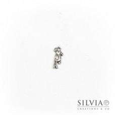 Charm a forma di pappagallo argento antico in zama 20x6 mm