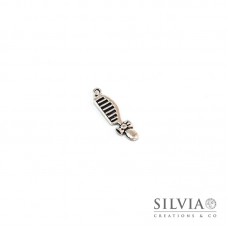 Charm a forma di pettine argento antico in zama 28x7 mm