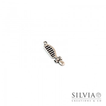 Charm a forma di pettine argento antico in zama 28x7 mm