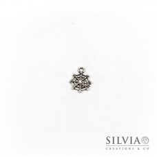 Charm a forma di ragnatela argento antico in zama 17x13 mm