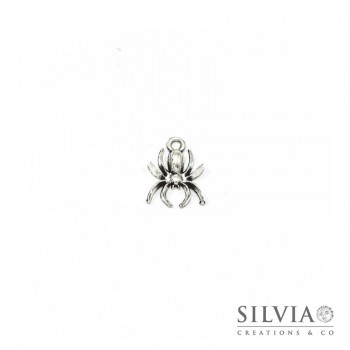Charm a forma di ragno argento antico in zama 18x13 mm