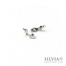 Charm a forma di scarpa con tacco argento antico in zama 22x11 mm