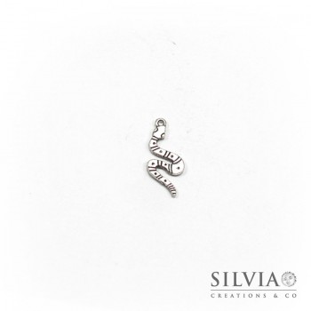 Charm a forma di serpente argento antico in zama 26x12 mm