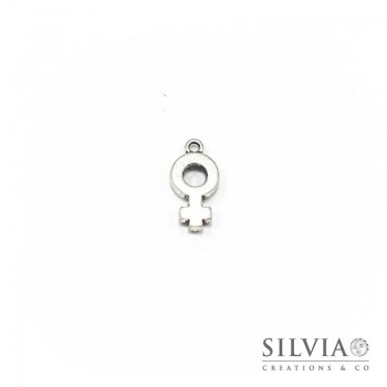 Charm a forma di simbolo femmina argento antico in zama 22x11 mm