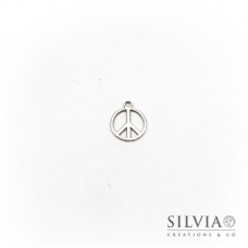 Charm a forma di simbolo pace argento antico in zama 13x10 mm