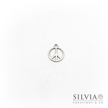 Charm a forma di simbolo pace argento antico in zama 13x10 mm
