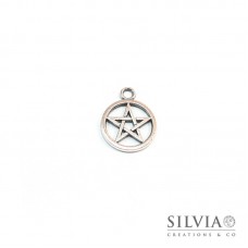Charm a forma di simbolo pentacolo argento antico in zama 26x21 mm