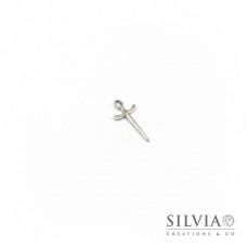 Charm a forma di spada argento antico in zama 20x9 mm
