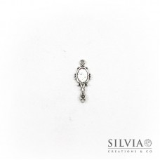 Charm a forma di specchio argento antico in zama 27x10 mm
