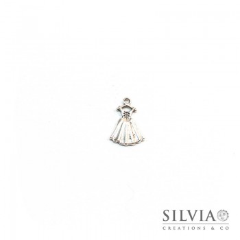 Charm a forma di vestito argento antico in zama 20x13 mm