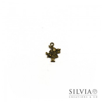 Charm a forma di bianconiglio bronzo in zama 20x15 mm