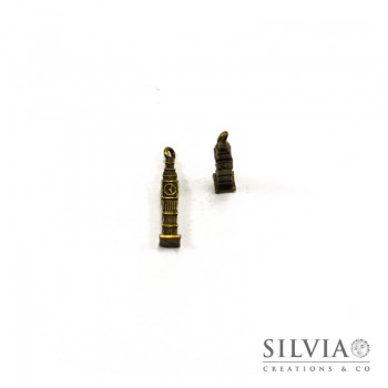 Charm a forma di Big Ben bronzo in zama 25x5 mm