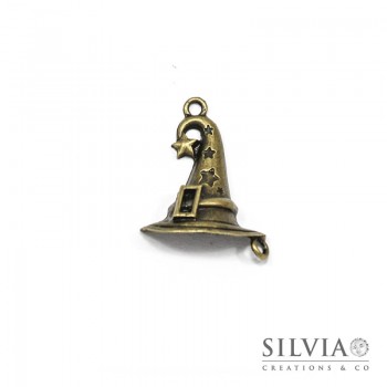 Charm a forma di cappello da mago bronzo in zama 39x27 mm