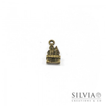 Charm a forma di castello bronzo in zama 21x11 mm 