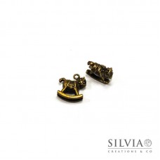 Charm a forma di cavallo a dondolo bronzo in zama 18x16 mm