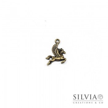 Charm a forma di cavallo alato Pegaso bronzo in zama 24x15 mm
