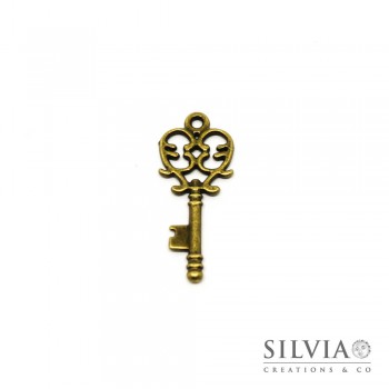 Charm a forma di chiave bronzo in zama 33x14 mm