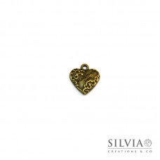 Charm a forma di cuore made with love bronzo in zama 19x17 mm