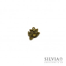 Charm a forma di gufo bronzo in zama 20x18 mm
