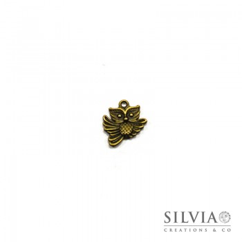 Charm a forma di gufo bronzo in zama 20x18 mm