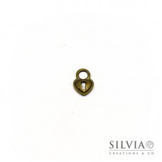Charm a forma di lucchetto a cuore bronzo in zama 18x13 mm