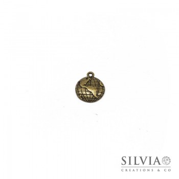 Charm a forma di mondo bronzo in zama 19x16 mm