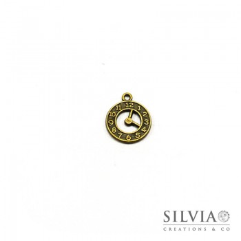 Charm a forma di orologio bronzo in zama 21x18 mm
