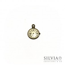 Charm a forma di orologio bronzo in zama 24x18 mm