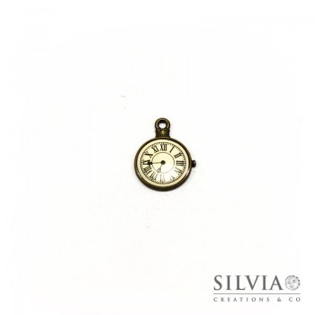 Charm a forma di orologio bronzo in zama 24x18 mm