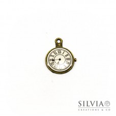 Charm a forma di orologio bronzo in zama 32x25 mm