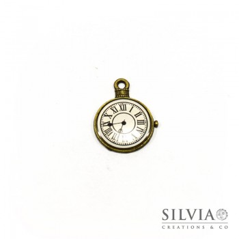 Charm a forma di orologio bronzo in zama 32x25 mm