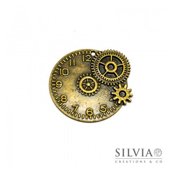 Charm a forma di orologio bronzo in zama 43x49 mm