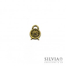 Charm a forma di sveglia bronzo in zama 24x16 mm
