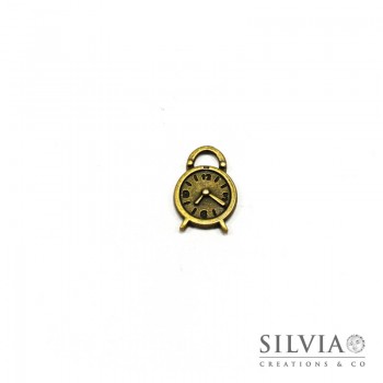 Charm a forma di sveglia bronzo in zama 24x16 mm