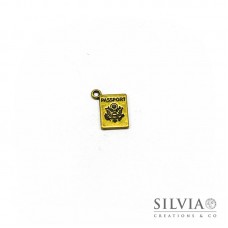 Charm a forma di passaporto bronzo in zama 16x12 mm