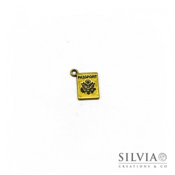 Charm a forma di passaporto bronzo in zama 16x12 mm