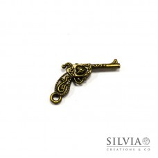 Charm a forma di pistola bronzo in zama 47x25 mm