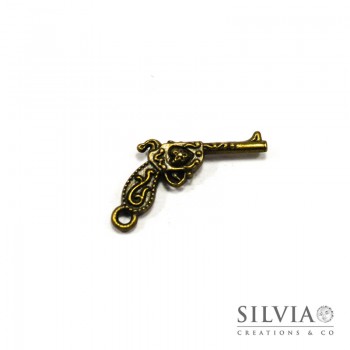Charm a forma di pistola bronzo in zama 47x25 mm