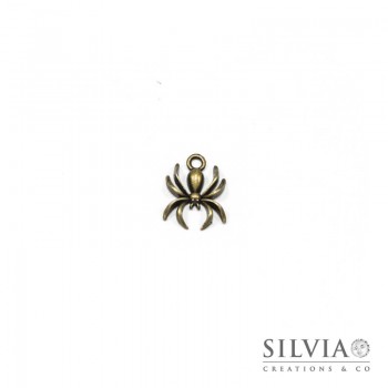 Charm a forma di ragno bronzo in zama 18x13 mm
