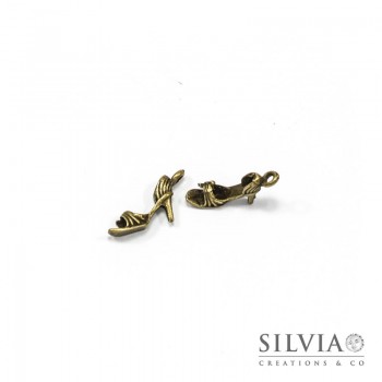 Charm a forma di scarpa con tacco bronzo in zama 22x11 mm