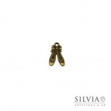 Charm a forma di scarpe da ballerina bronzo in zama 21x13 mm