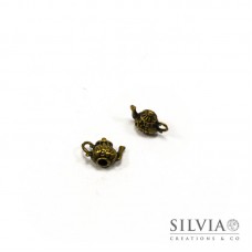 Charm a forma di teiera bronzo in zama 16x12 mm