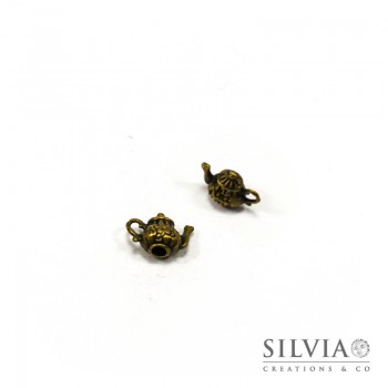Charm a forma di teiera bronzo in zama 16x12 mm