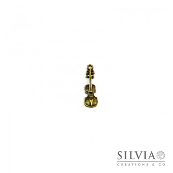 Charm a forma di violino bronzo in zama 25x8 mm