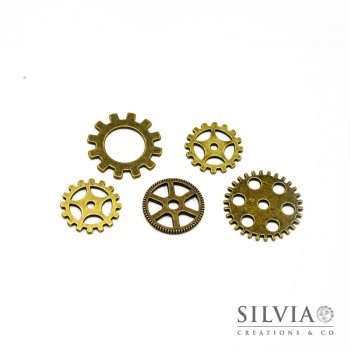 Charm a forma di ingranaggi steampunk bronzo forma casuale x 5pz