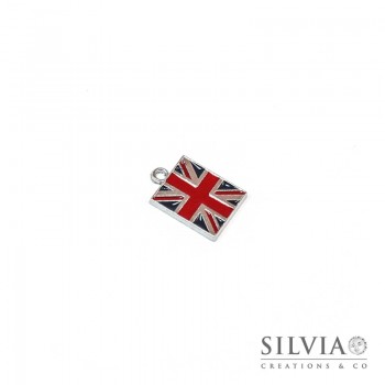 Charm a forma di bandiera inglese smaltata in zama 22x15 mm