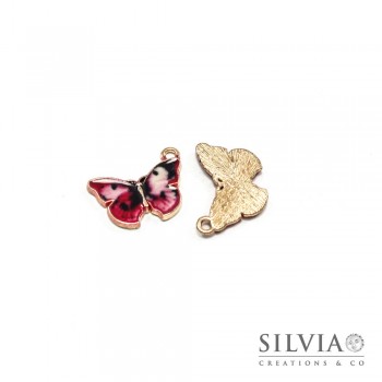 Charm a forma di farfalla smaltata in zama 21x17 mm