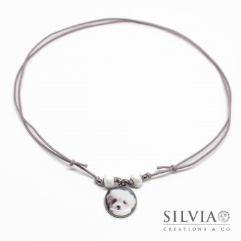Collana cordino cerato ciondolo con fotografia cane gatto o coniglio Collana cordino cerato ciondolo con fotografia cane gatto o coniglio